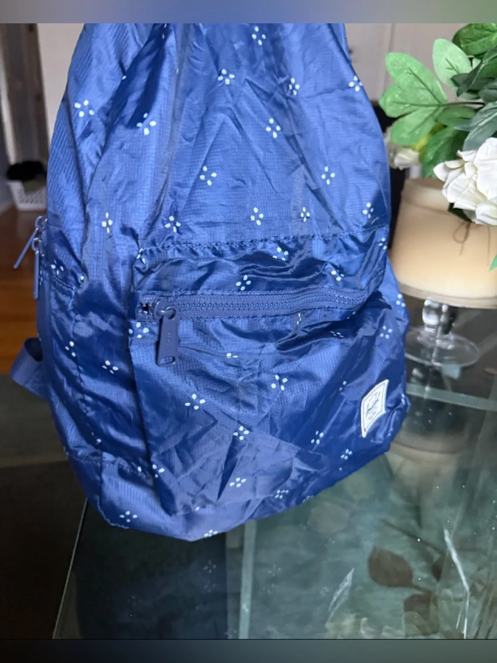 Navy Blue unisex Lightweight Backpack with Subtle Dot Print